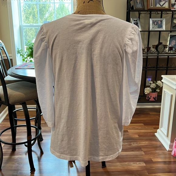 Treasure & bond (Nordstrom) size large white 3/4 length puff sleeve - Picture 3 of 3